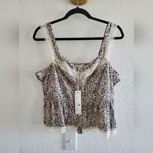 Daisy & Delilah Green Size Large Printed Tank Top